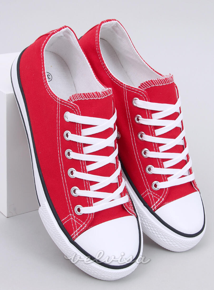 Sneakers classiche basse in tela rosse