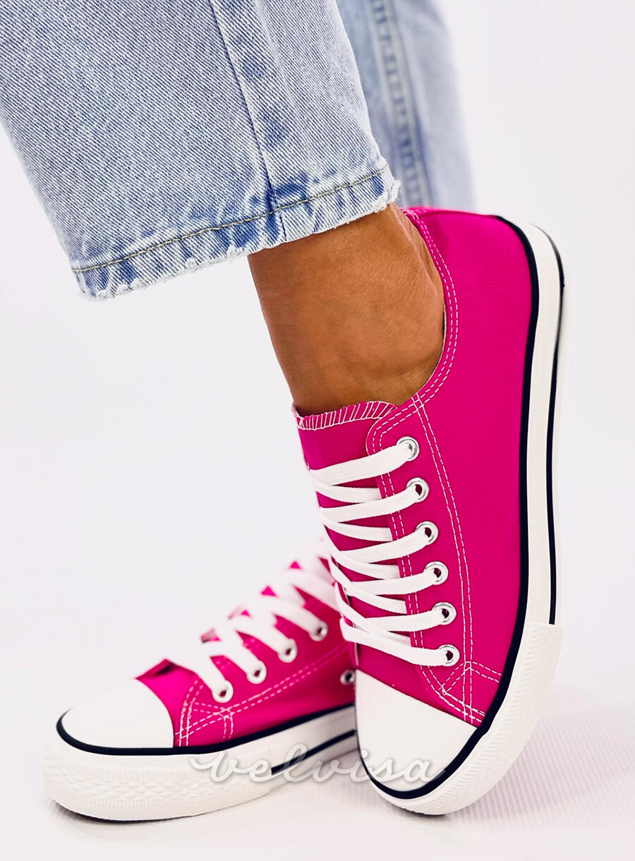 Sneakers classiche basse in tela rosa