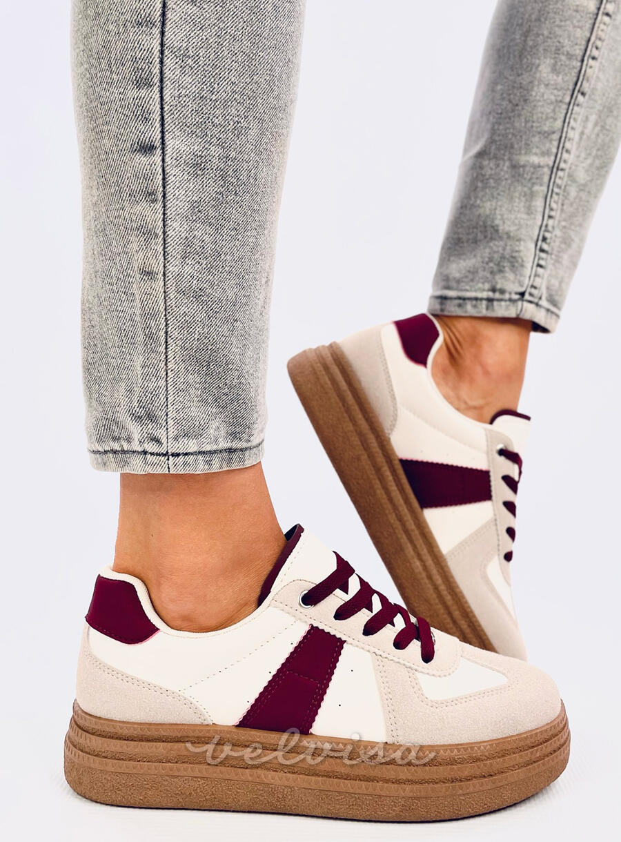 Sneakers da donna in camoscio beige/bordeaux