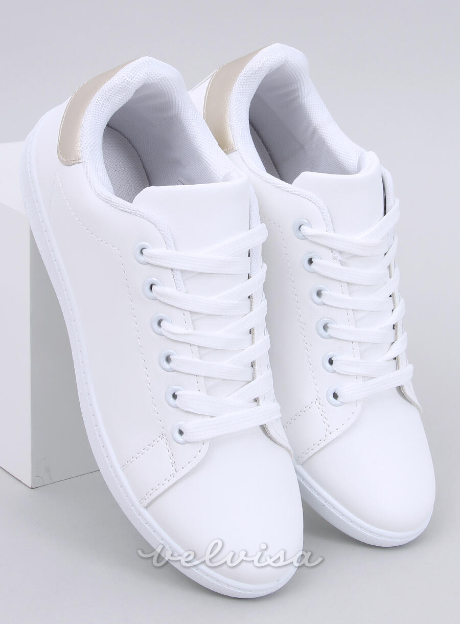 Sneakers minimaliste da donna bianche/oro