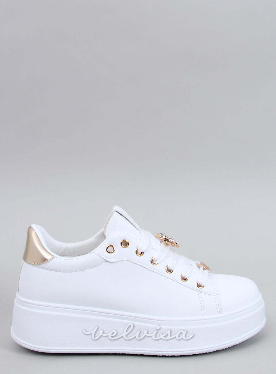 Sneakers platform bianche/oro