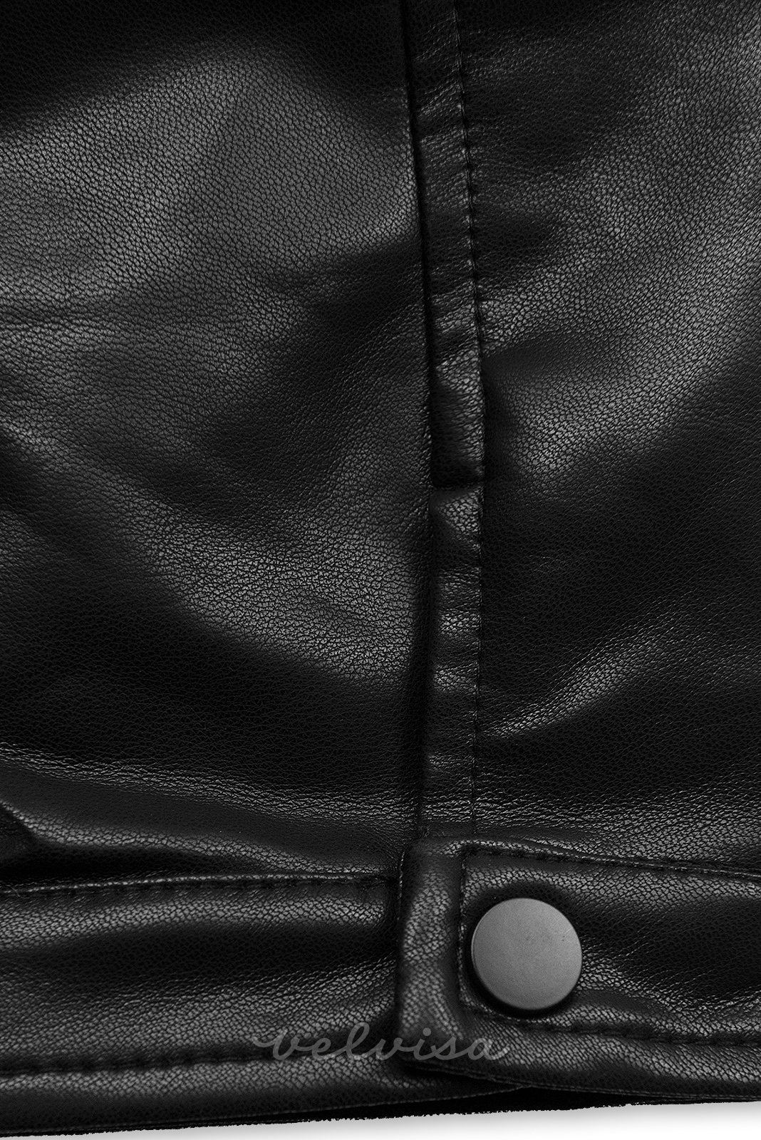 Crna kožna jakna s ravnim patentnim zatvaračem