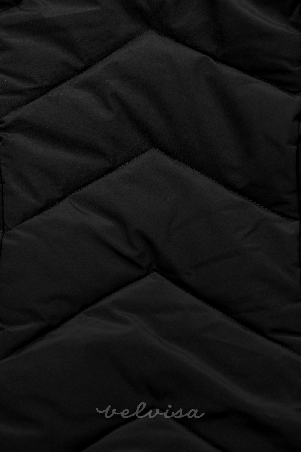 Giacca invernale trapuntata nera con cappuccio rimovibile
