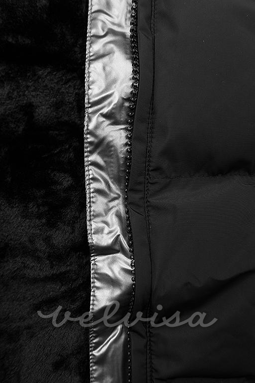 Crna zimska jakna sa srebrnim obrubom