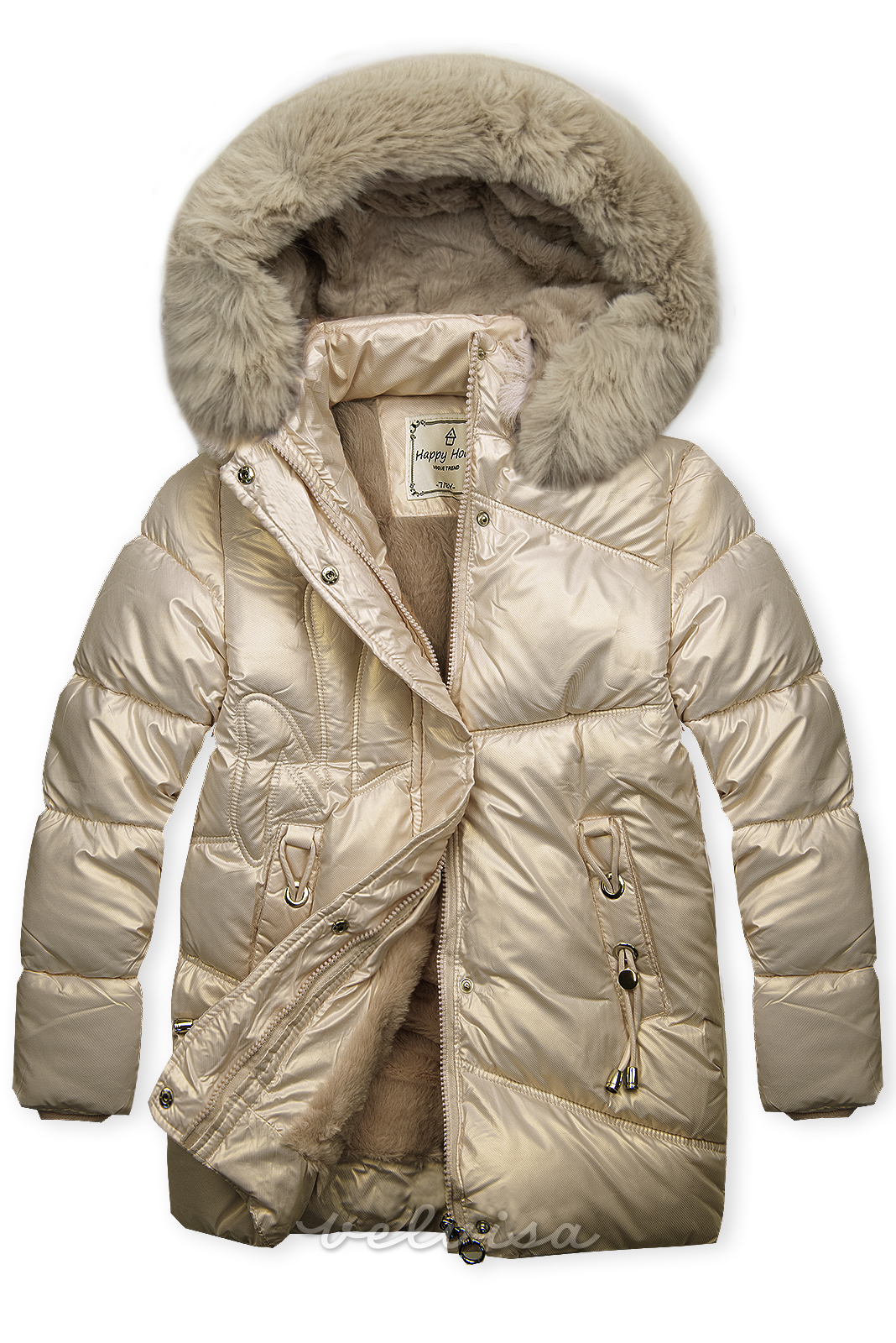 Zimska jakna s krznom u boji šampanjca