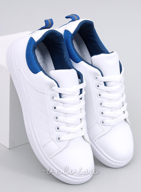 Sneakers con motivo stampato bianco/blu royal