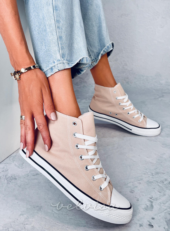 Classiche sneakers in tela beige