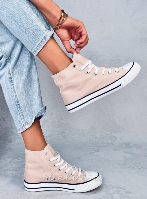 Classiche sneakers in tela beige