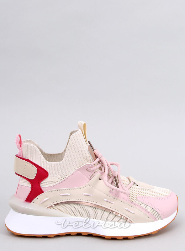 Sneaker rosa con accenti colorati