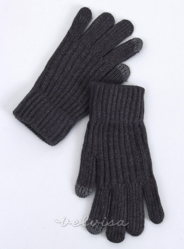 Tople ženske rukavice tamno sive