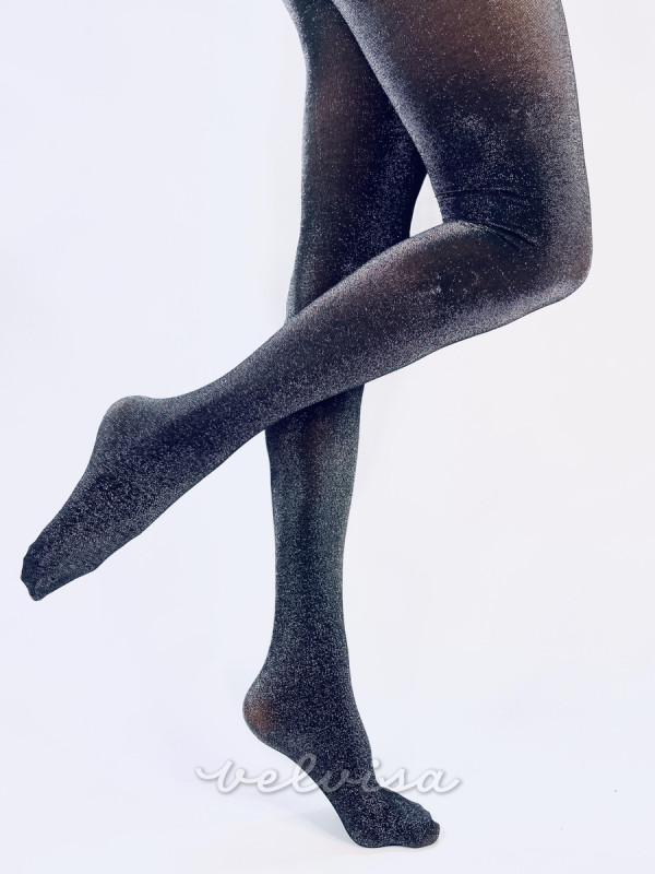 Crne sjajne ženske čarape s gaćicama