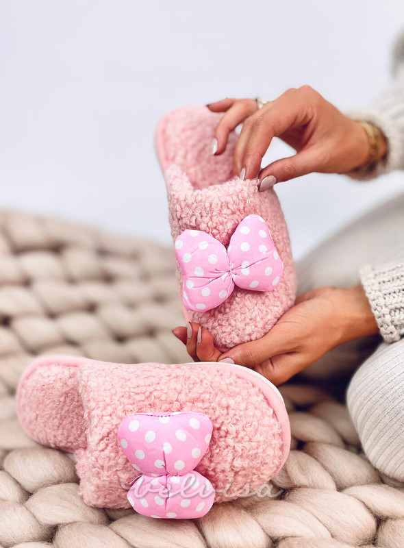 Pantofole per bambini rosa con fiocco