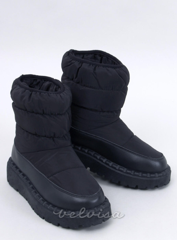 Crne prošivene cipele za snijeg s platformom