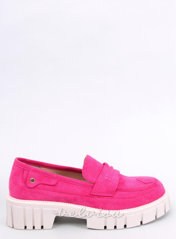 Mocassini platform in camoscio fucsia