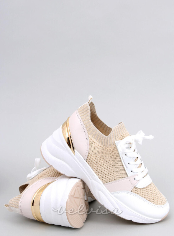 Sneakers con tacco nascosto beige