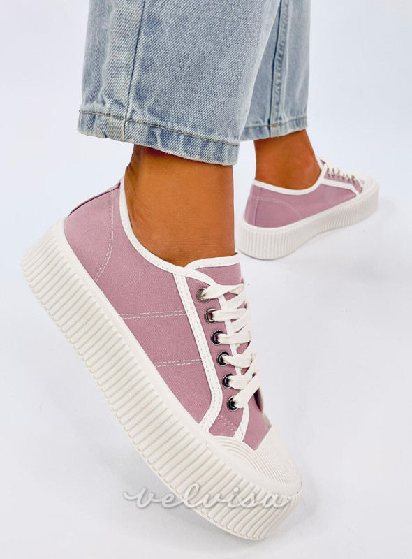 Sneakers da donna in tela sulla piattaforma viola