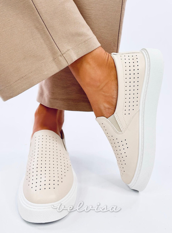 Sneakers slip-on traforate beige