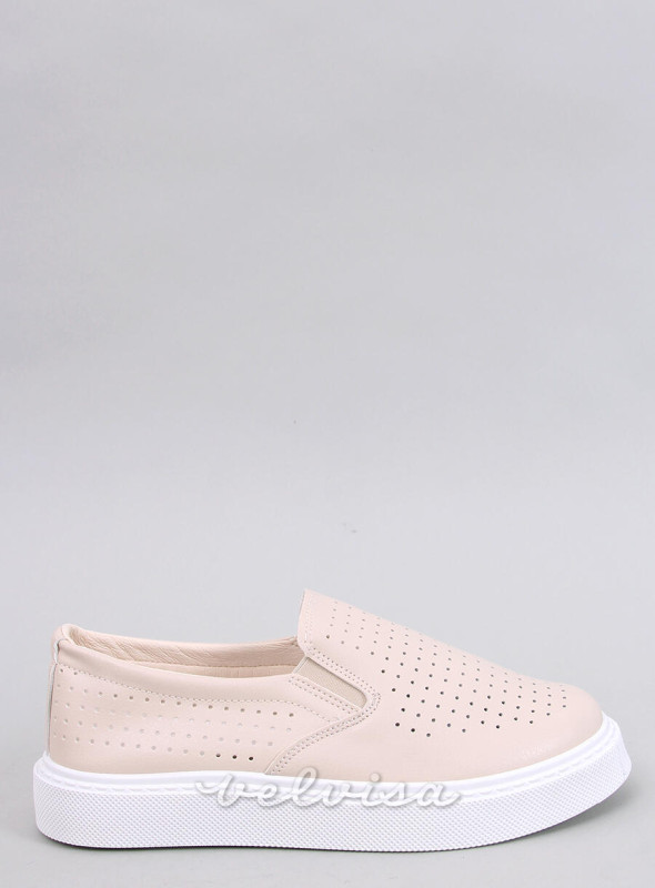 Sneakers slip-on traforate beige