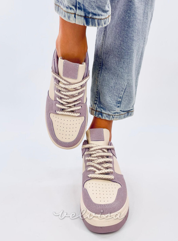 Sneakers da donna bicolore lilla/bianco