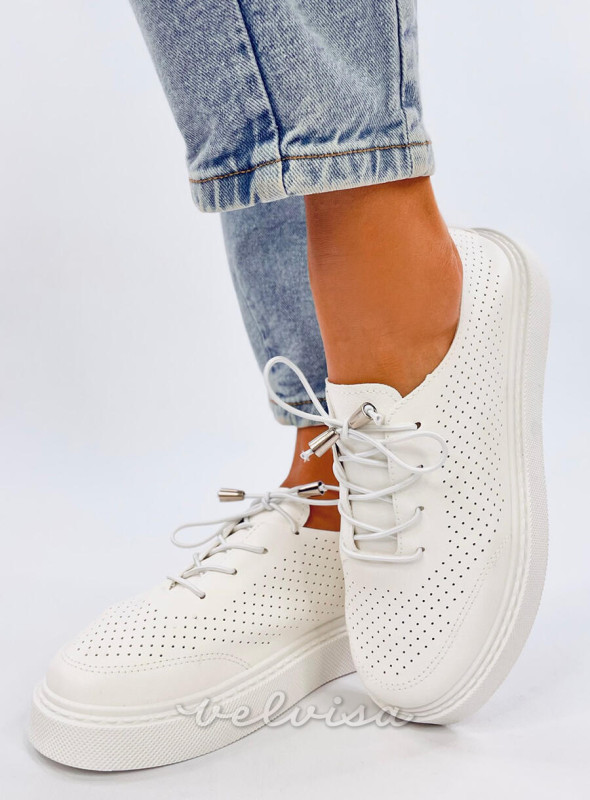 Sneakers da donna traforate bianche