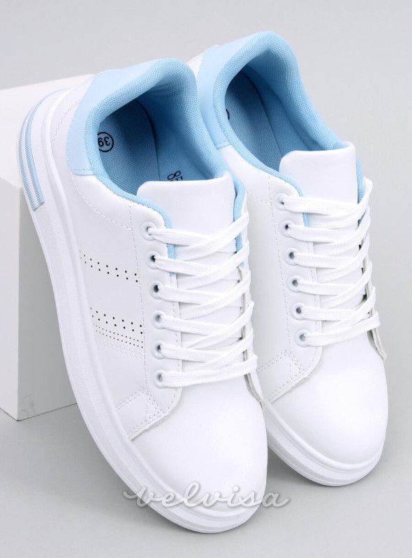 Sneakers con tacco nascosto bianco/blu chiaro