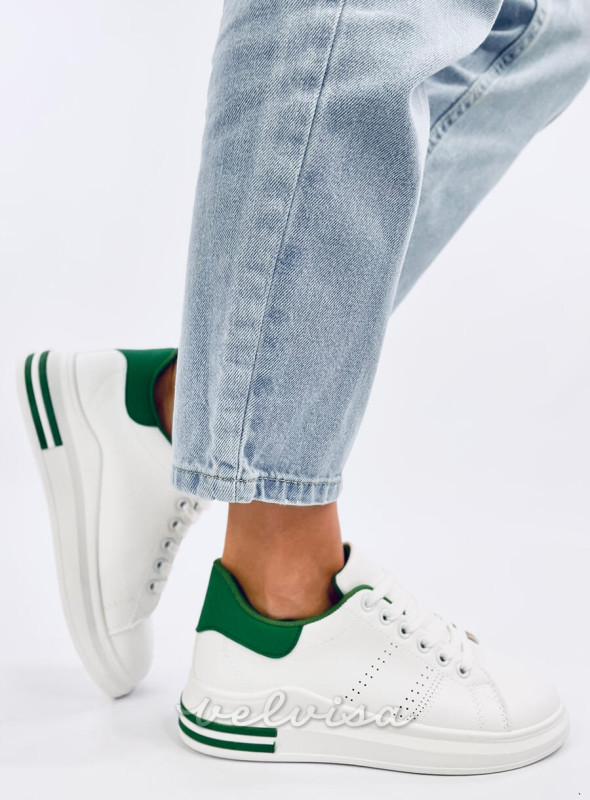 Sneakers con tacco nascosto bianco/verde