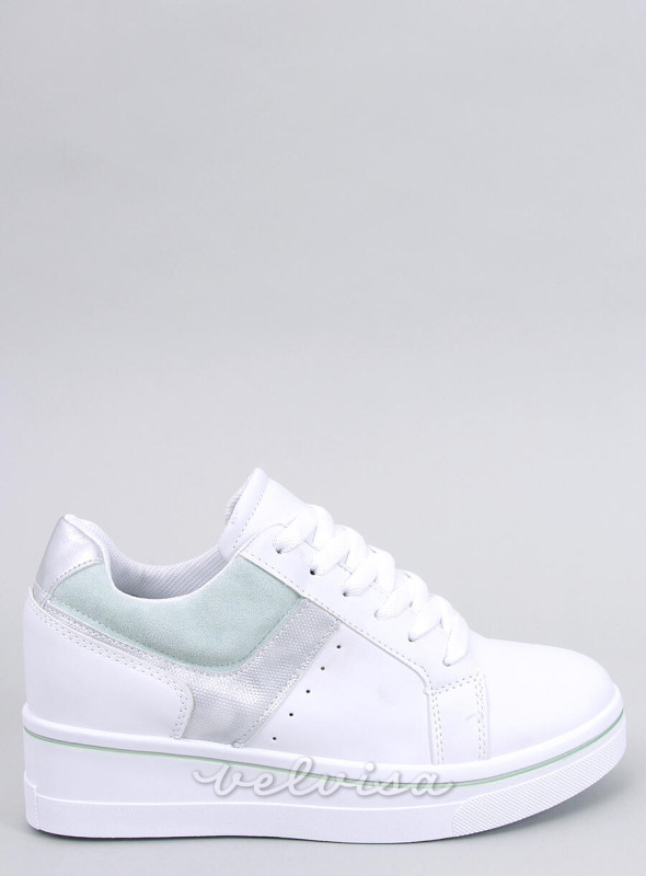 Sneakers da donna con tacco nascosto bianco/salvia