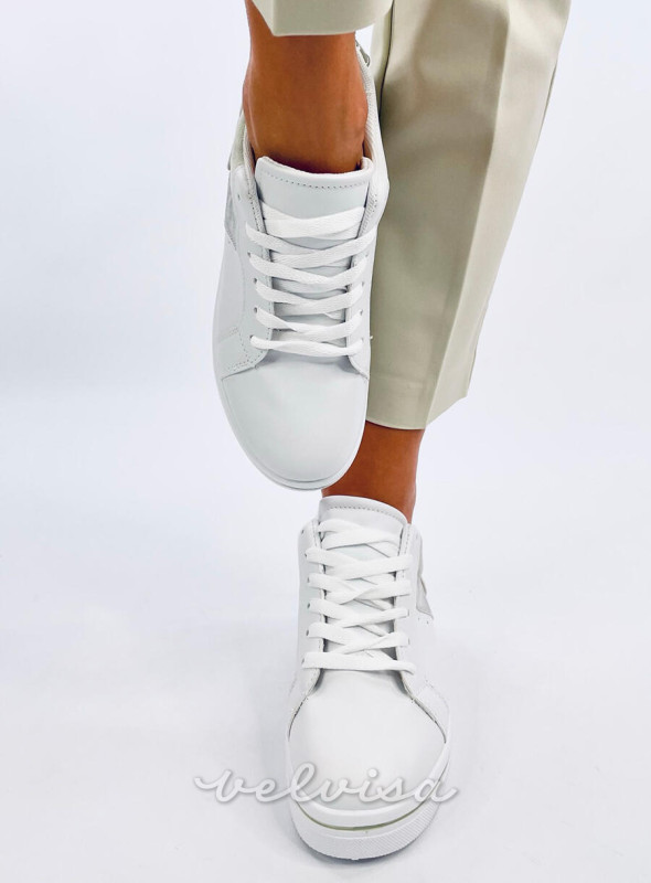 Sneakers da donna con tacco nascosto bianco/salvia