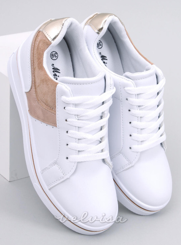 Sneakers da donna con tacco nascosto bianco/beige