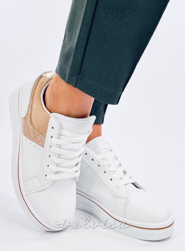 Sneakers da donna con tacco nascosto bianco/beige