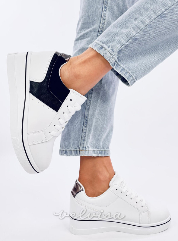 Sneakers da donna con tacco nascosto bianco/nero