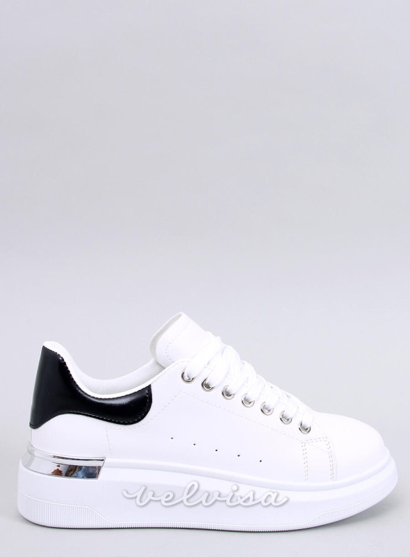 Sneakers con dettaglio argento bianco/nero