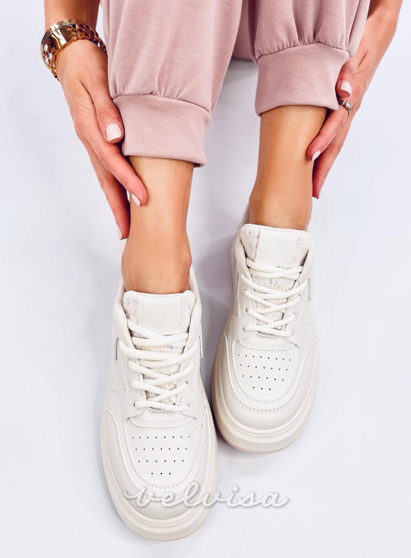 Sneakers da donna su plateau rosa pastello