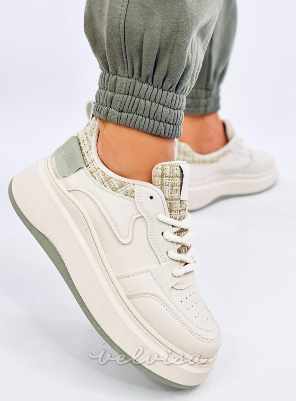 Sneakers da donna su plateau verde pastello