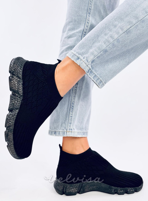 Sneakers slip-on da donna in tessuto nere