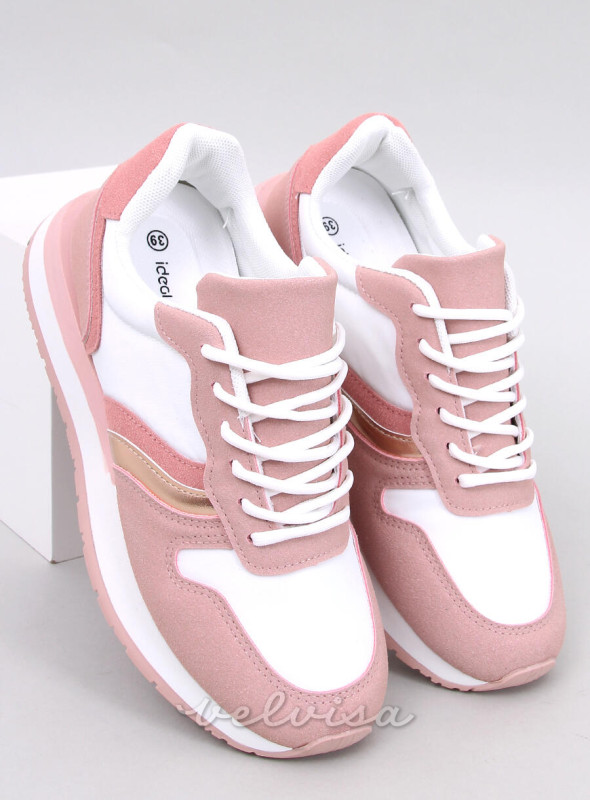 Sneakers rosa con dettaglio metallico