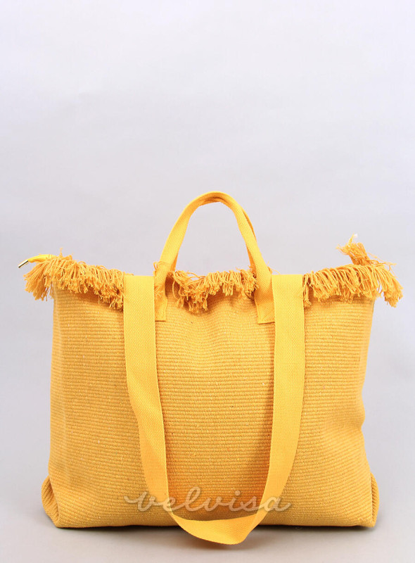 Žuta torba za plažu s resicama