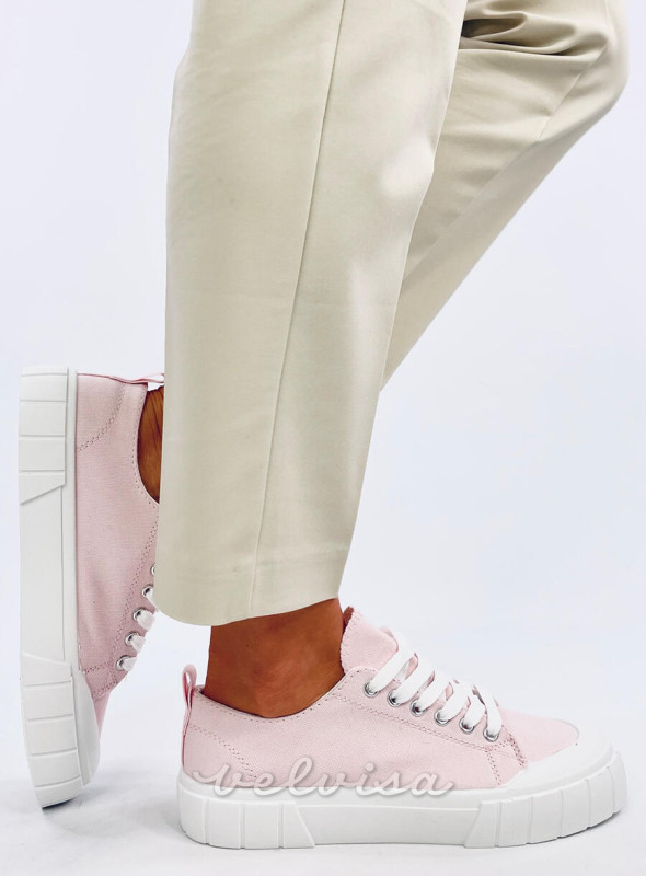 Sneakers da donna in tela rosa