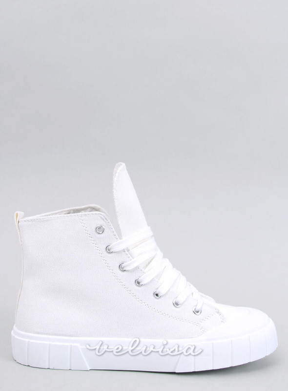 Sneakers alla caviglia in tela bianche