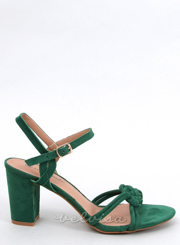 Tamno zelene sandale od semiš-kože s petom