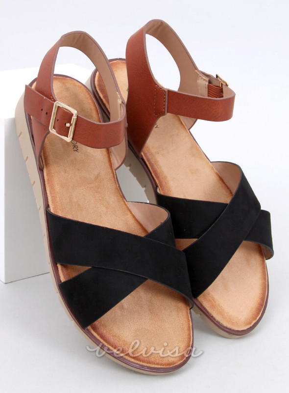 Sandali realizzati in ecopelle marrone/nero