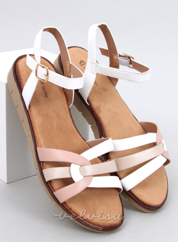 Sandali bassi bianco/rosa