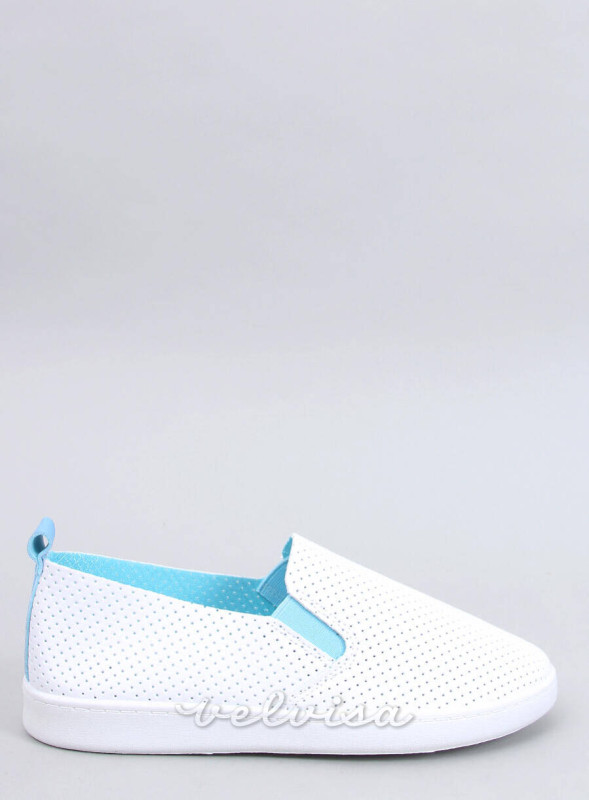 Sneakers slip-on traforate bianco/blu