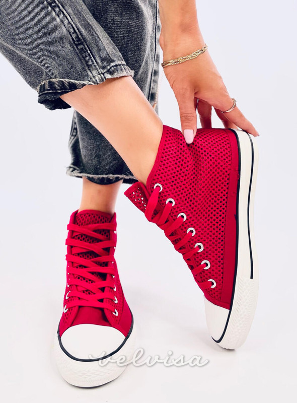 Sneakers rosse alte traforate