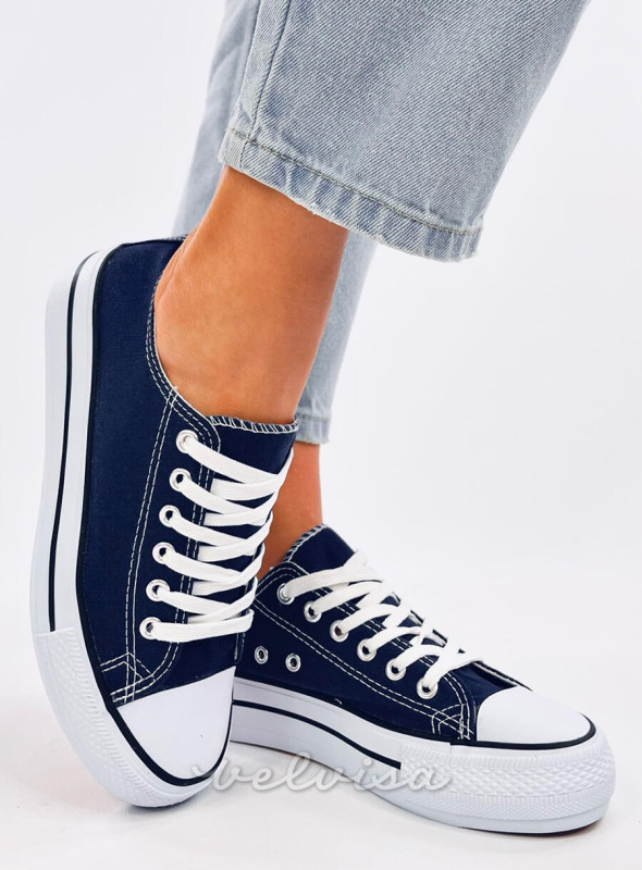 Sneakers basse in tela blu scuro