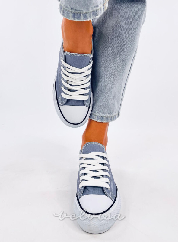 Sneakers basse in tela blu chiaro