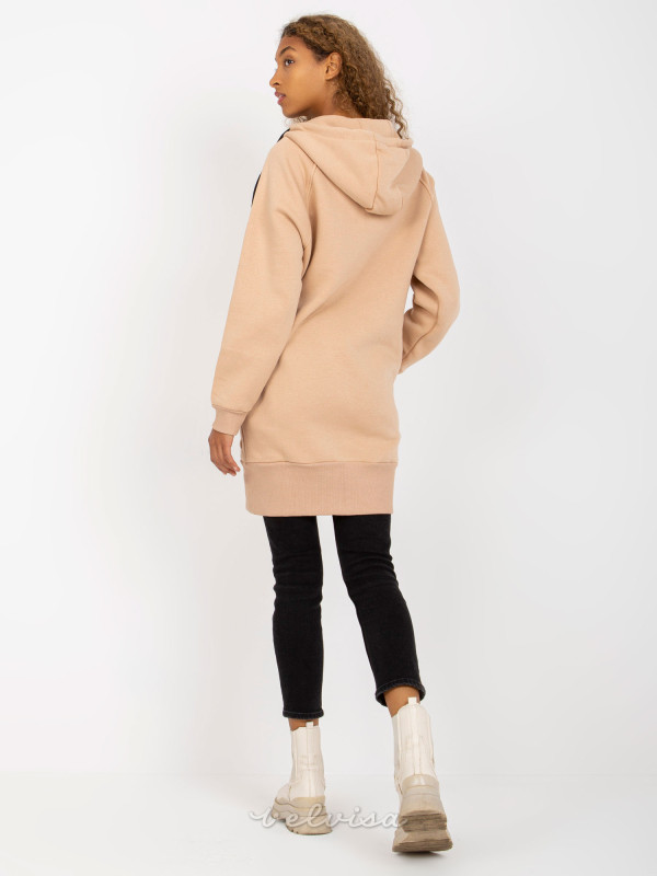 Felpa lunga beige con zip RUE PARIS