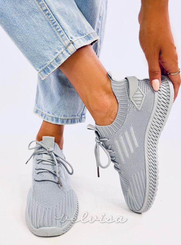 Sneakers sportive da donna in tessuto grigie