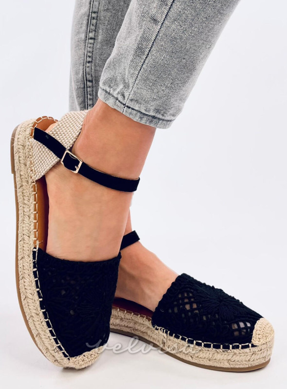 Espadrillas nere con tomaia in pizzo