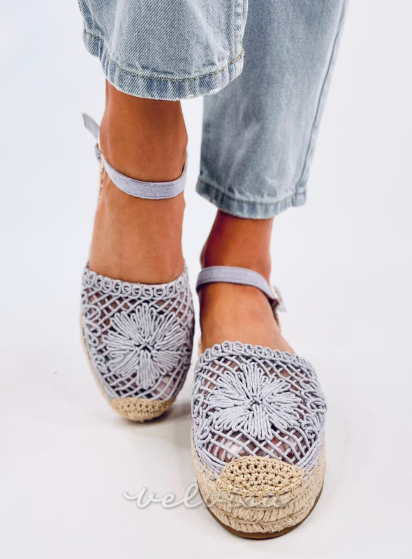 Espadrillas lilla con tomaia in pizzo